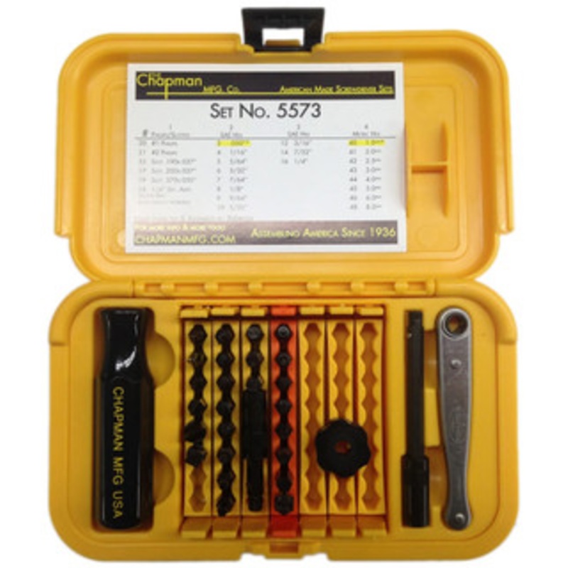Chapman Deluxe Standard + Metric Allen Hex Screwdriver Set – 5573