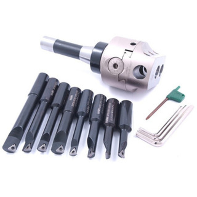 Precise Indexable Boring Tool Set w/3 Boring Head, R8 Shank & 8 Boring Bars – 1001-0205