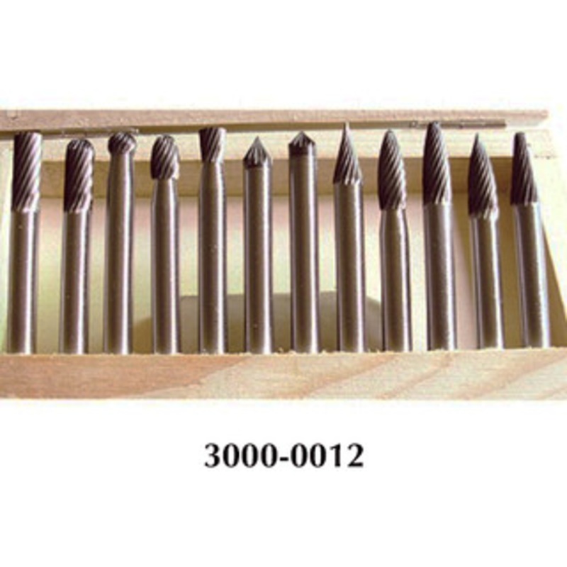 Precise 12 Piece 1/4 Shank Double Cut Carbide Burr Set – 3000-0012