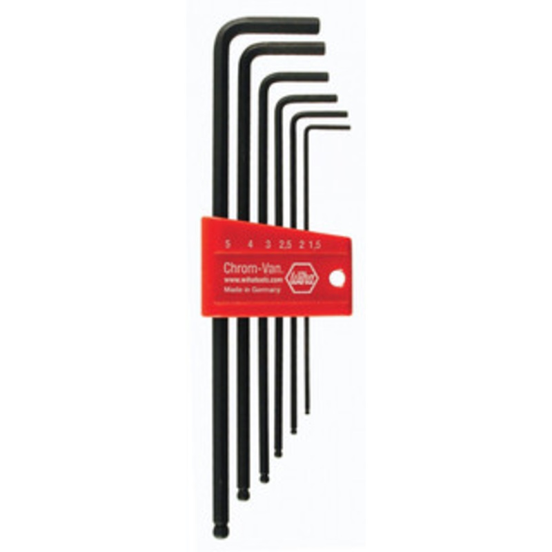 Wiha Ball End Hex Long Arm L-Key Black Metric 6 Piece Set – 36992