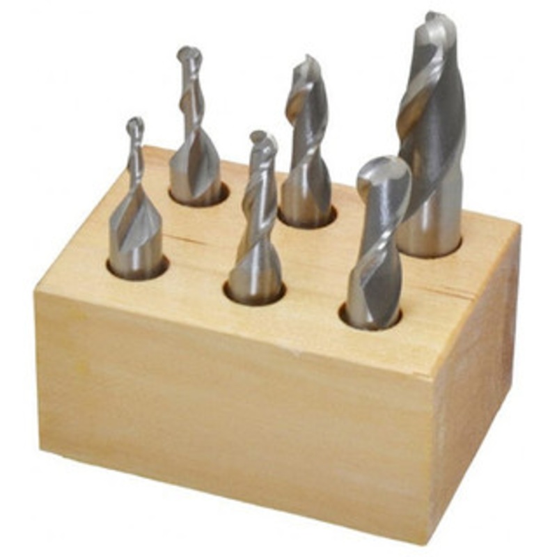 Interstate HSS 2-Flute Ball End Mill Set, Single End, 6 pcs., 1/8 – 1/2 – 70-319-9
