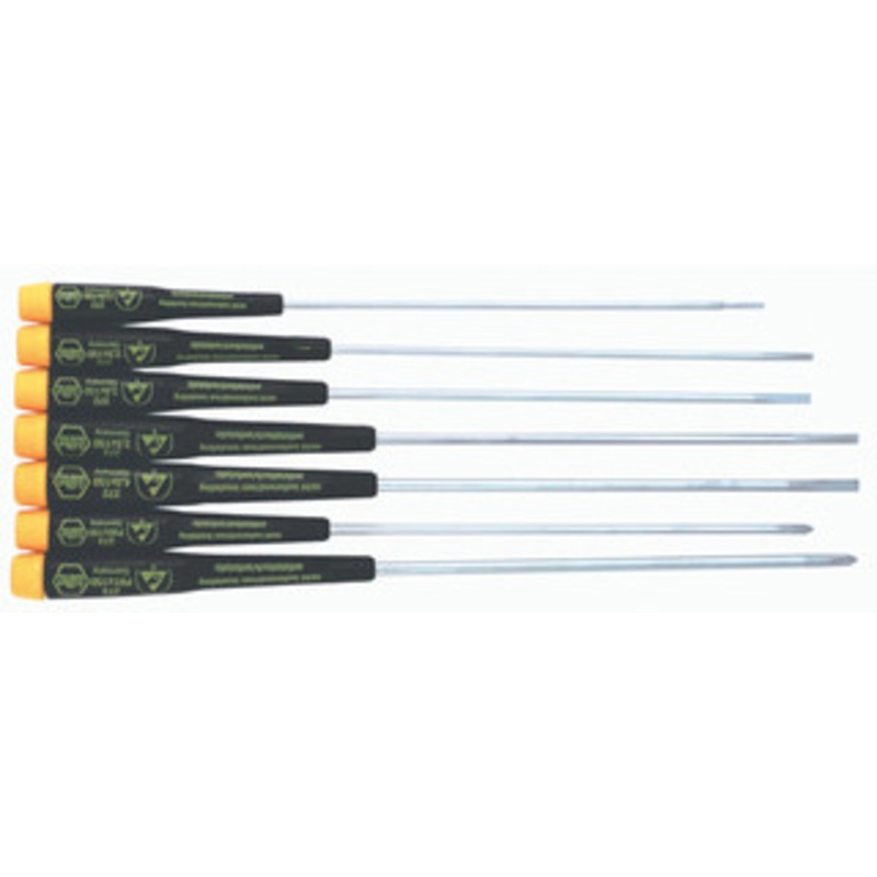 Wiha Extra Long ESD Safe Slotted/Phillips Precision Driver 7 Pc. Set – 27393