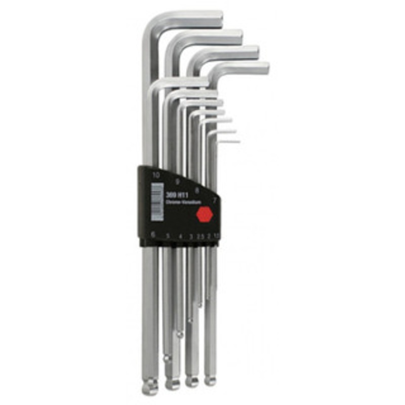 Wiha Ball End Hex L-Key Chrome Metric 11 Piece Set – 66998