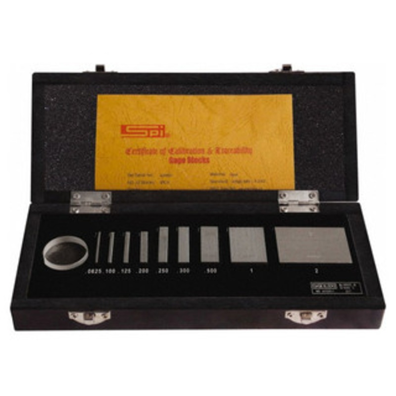 SPI Micrometer Calibration Set, Inch, Grade 0, 9 Blocks, 1 Flat, 0.0625 – 2 – 11-344-9