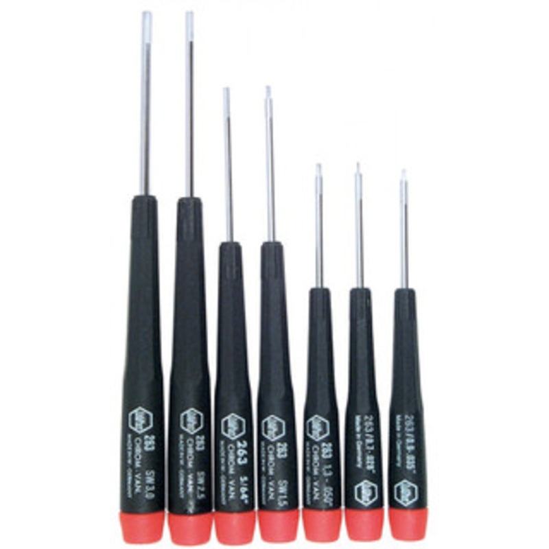 Wiha Precision Hex Metric Screwdrivers 7 Piece Set, 0.7 – 3.0mm – 26390