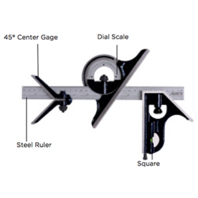 Asimeto 2 Piece Combination Square Set w/E/M Ruler, Square – 7490202