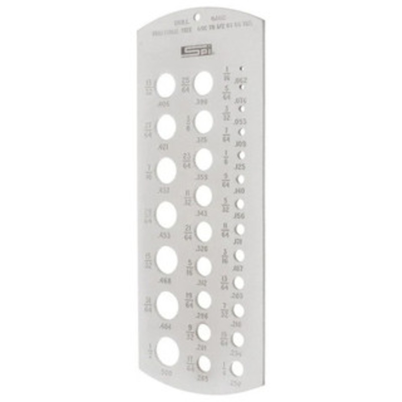 SPI Drill Gage, Made in USA, 1-1/6 – 1/2 Fractional Sizes, 29 Holes – 30-232-3