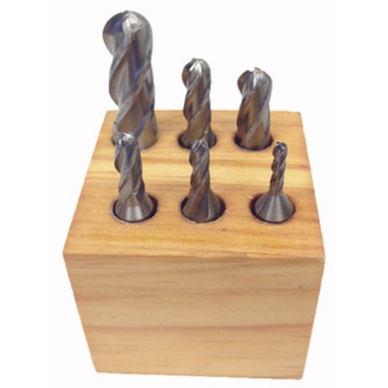 Precise 6 Piece HSS 4 Flute Ball Nose End Mill Set – 8001-0007