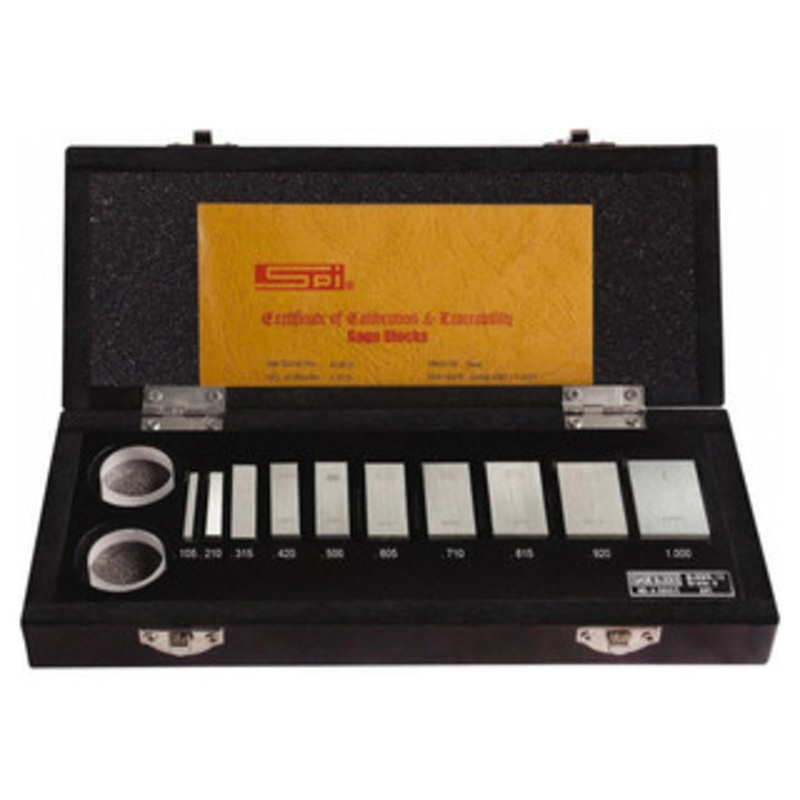SPI Micrometer Calibration Set, Inch, Grade 0, 10 Blocks, 2 Flats, 0.105 – 1 – 11-342-3