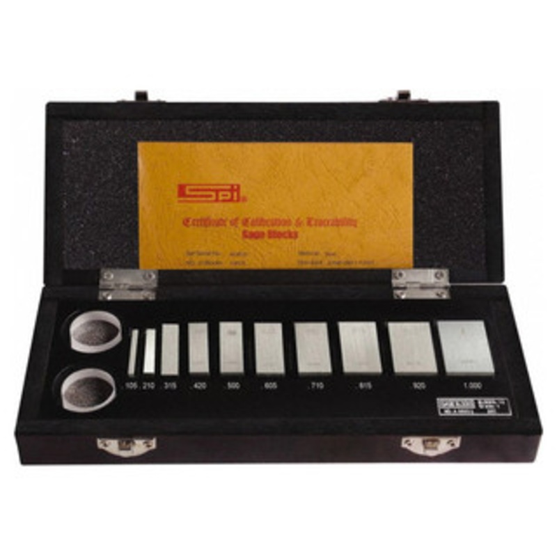 SPI Micrometer Calibration Set, Inch, Grade AS-1, 10 Blocks, 2 Flats, 0.105 – 1 – 11-343-1