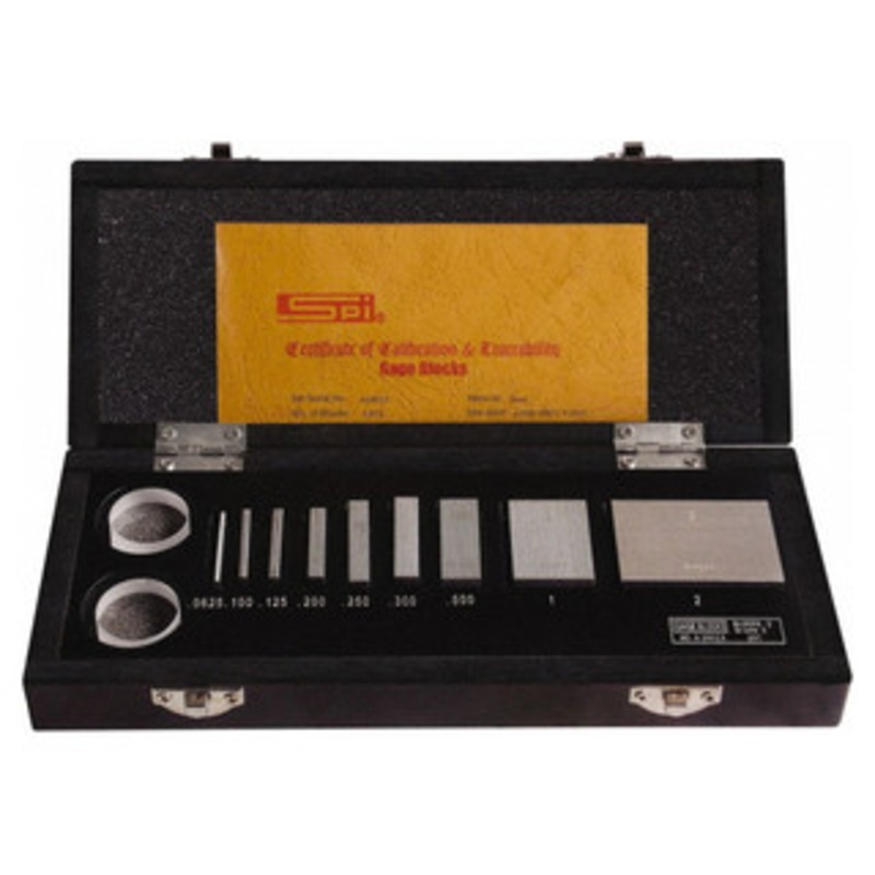 SPI Micrometer Calibration Set, Inch, Grade AS-1, 9 Blocks, 2 Flats, 0.0625 – 2 – 11-347-2