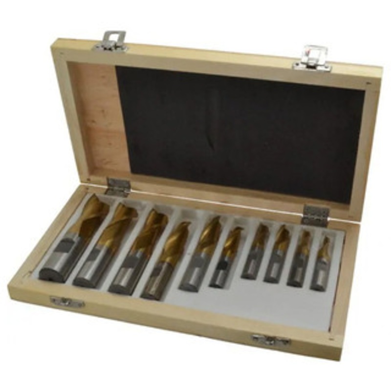 Interstate Single End Mill Set, HSS TiN Coated, 10 pcs, Centercutting, 3/16 – 3/4, 2 Flutes – 71-533-4