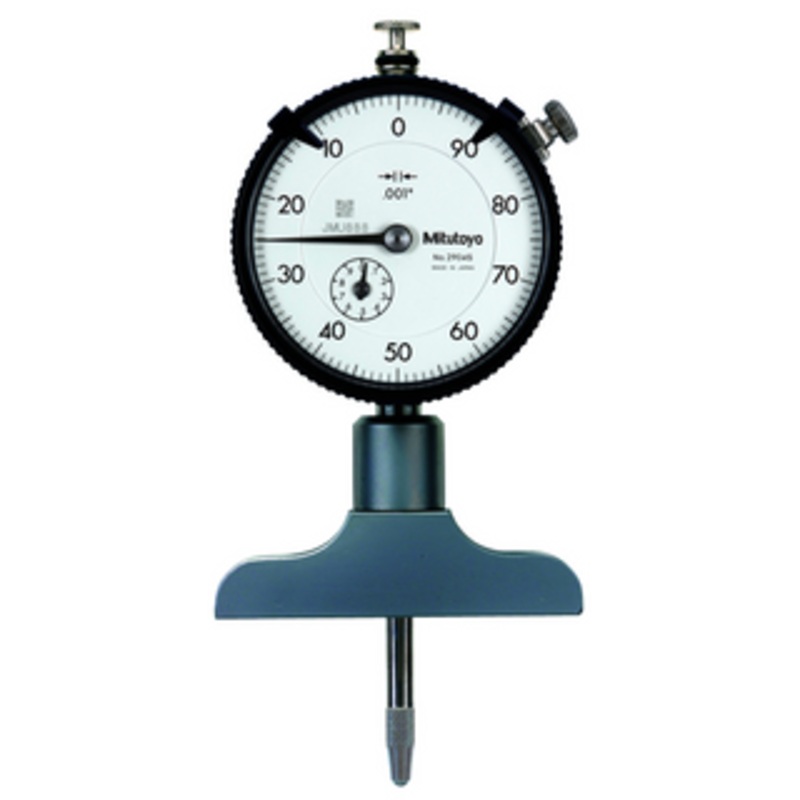 Mitutoyo ABSOLUTE Dial Depth Gage, 0-8 Range, 1 Stroke, 2.5 x 0.63 Base – 7217S
